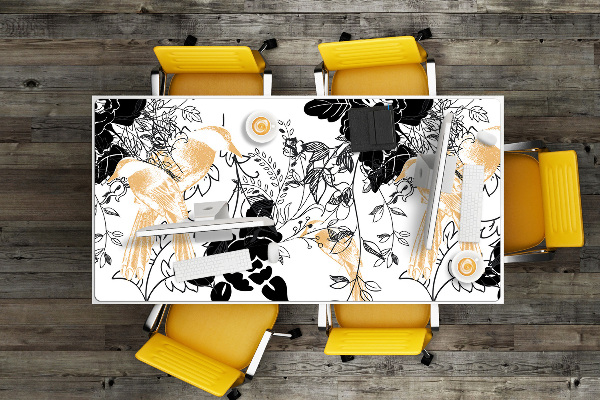 Large desk mat for children golden birds