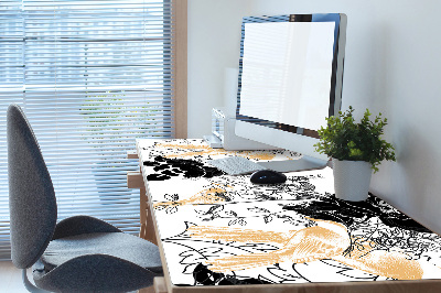 Large desk mat for children golden birds