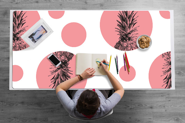 Large desk mat table protector pink pineapple