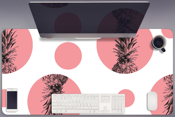 Large desk mat table protector pink pineapple
