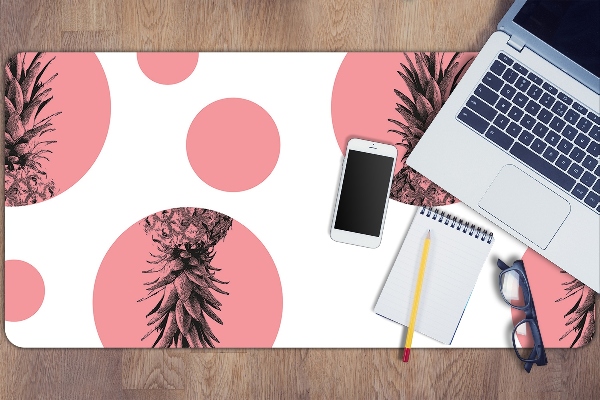 Large desk mat table protector pink pineapple