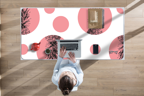 Large desk mat table protector pink pineapple