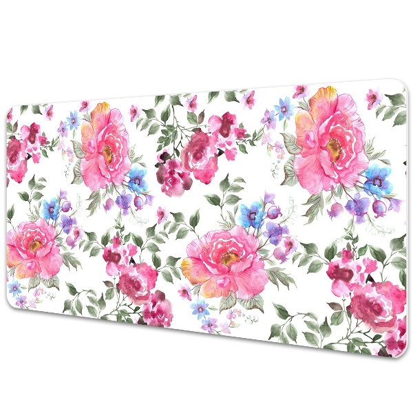 Large desk mat table protector pink flowers