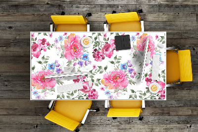 Large desk mat table protector pink flowers