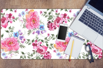 Large desk mat table protector pink flowers