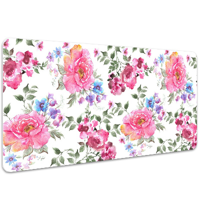 Large desk mat table protector pink flowers