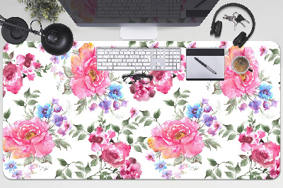 Large desk mat table protector pink flowers