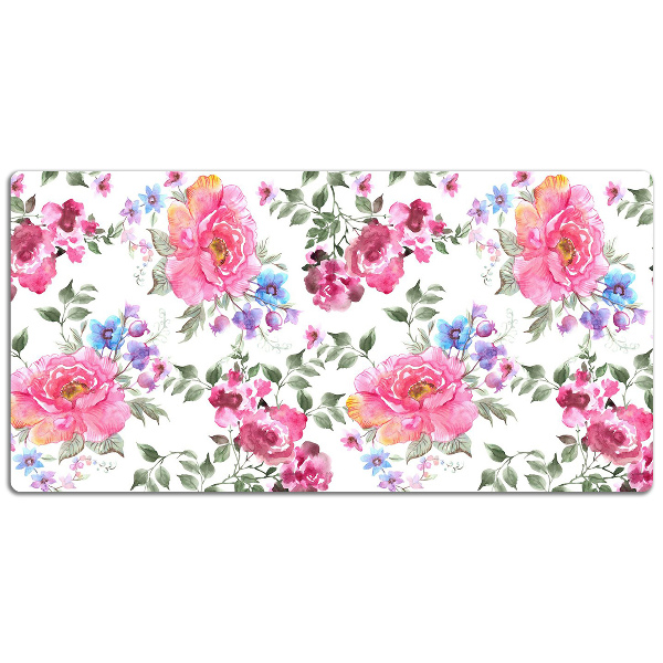 Large desk mat table protector pink flowers