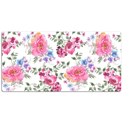 Large desk mat table protector pink flowers