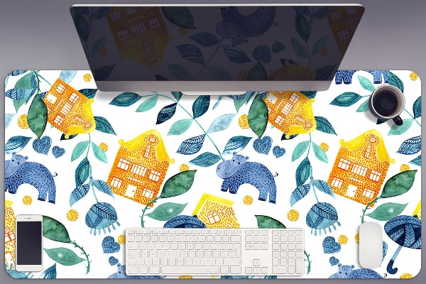 Large desk mat for children hippos