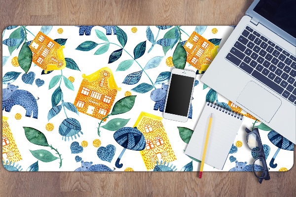 Large desk mat for children hippos