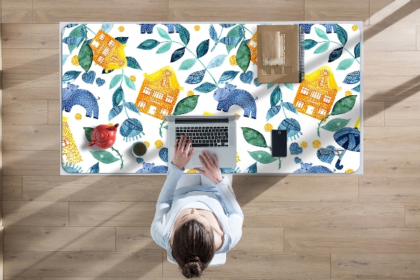 Large desk mat for children hippos