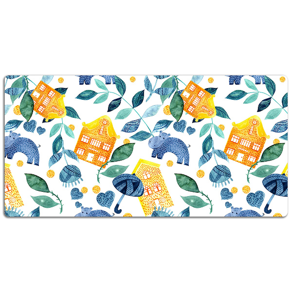 Large desk mat for children hippos