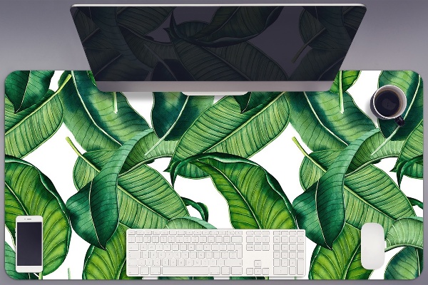 Desk mat Green large leaves