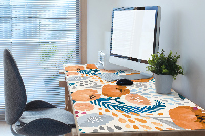 Large desk mat table protector painted poppies