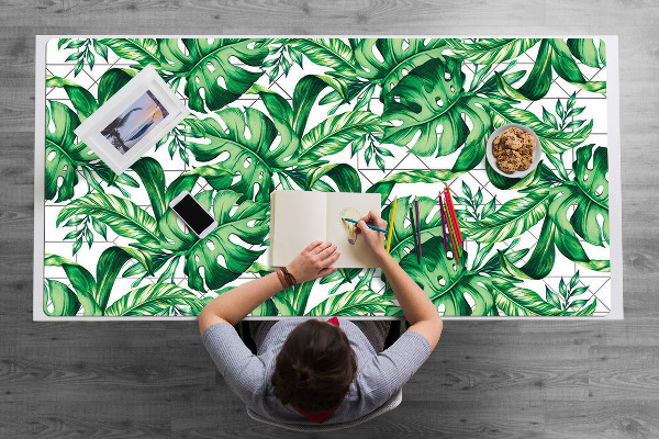 Desk mat geometric leaves