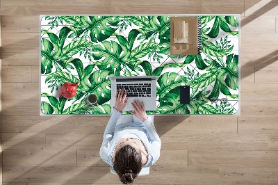 Desk mat geometric leaves