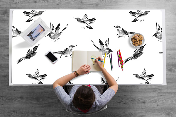 Desk pad painted sparrows
