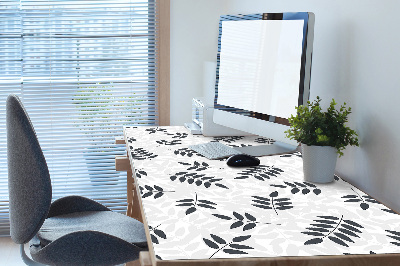 Desk mat Black and gray leaves