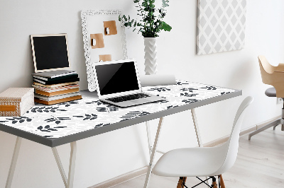 Desk mat Black and gray leaves