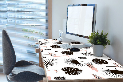 Full desk pad Leaves and flamingos