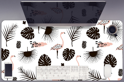 Full desk pad Leaves and flamingos