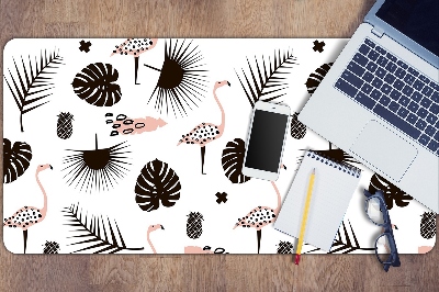 Full desk pad Leaves and flamingos