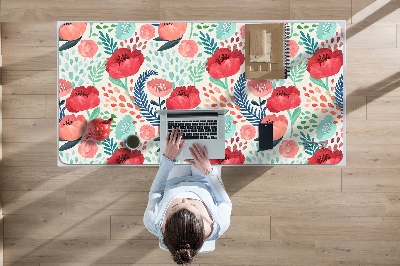 Large desk mat for children Poppies