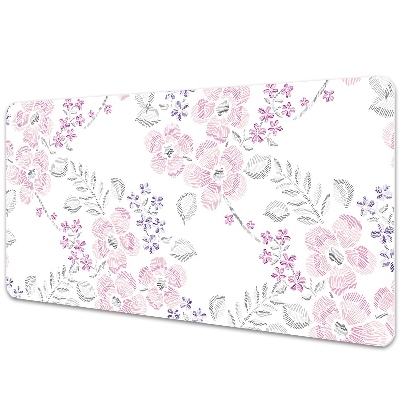 Large desk mat table protector floral pattern