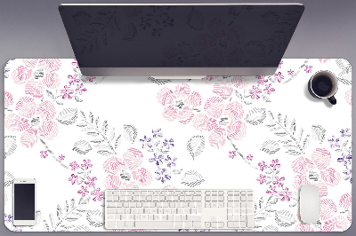 Large desk mat table protector floral pattern