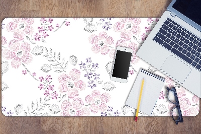 Large desk mat table protector floral pattern