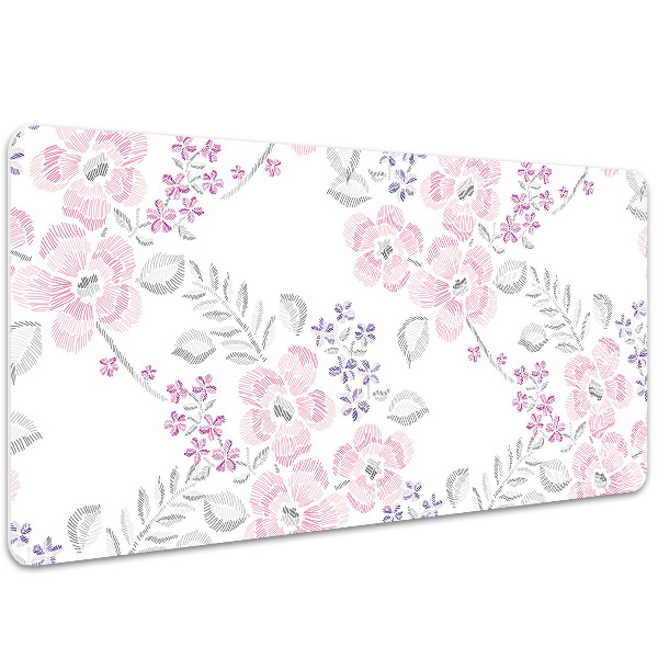 Large desk mat table protector floral pattern