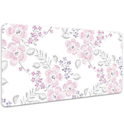 Large desk mat table protector floral pattern