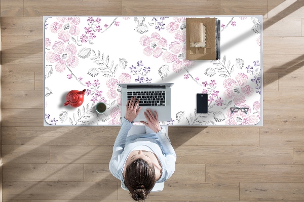 Large desk mat table protector floral pattern