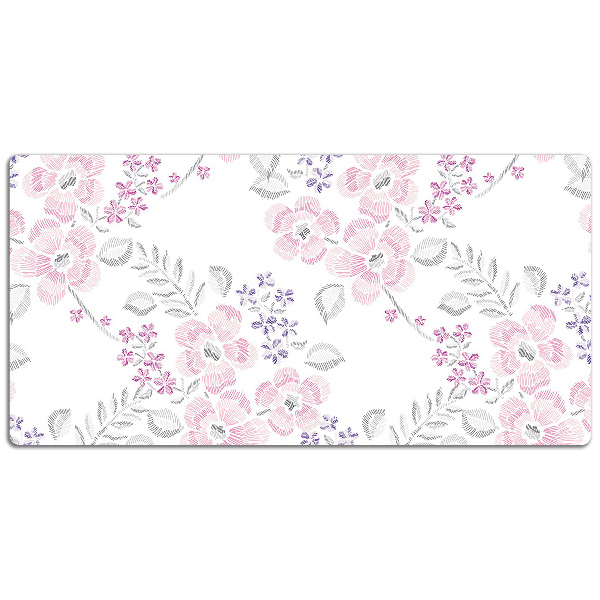 Large desk mat table protector floral pattern