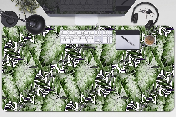 Large desk mat table protector leaf Monstera