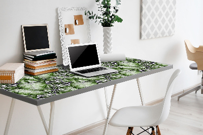 Large desk mat table protector leaf Monstera