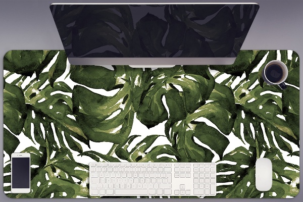 Large desk mat table protector leaf Monstera