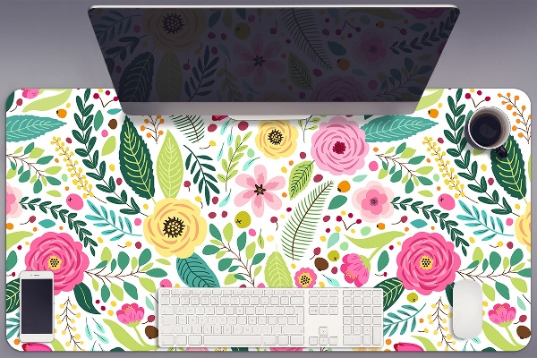 Full desk protector colorful flowers