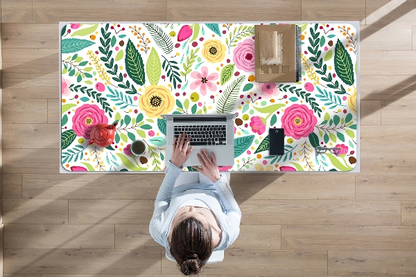 Full desk protector colorful flowers