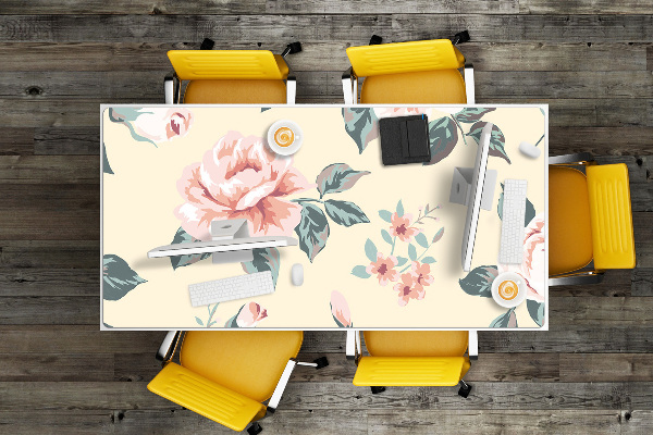 Large desk pad PVC protector Vintage Roses
