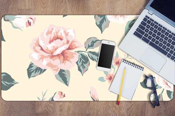 Large desk pad PVC protector Vintage Roses