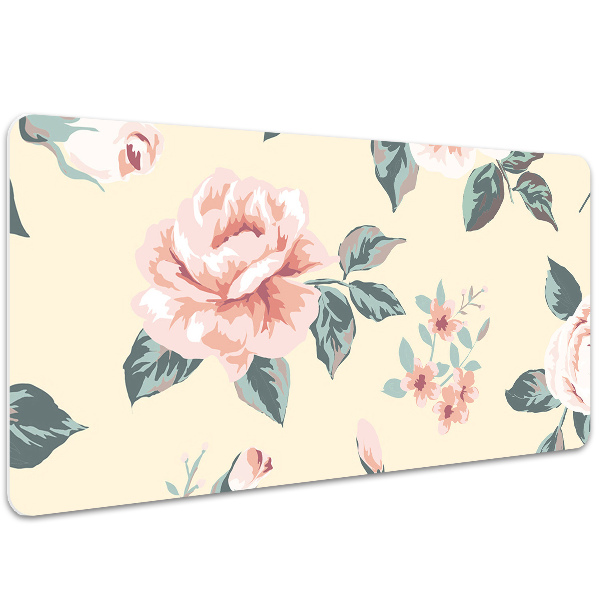 Large desk pad PVC protector Vintage Roses