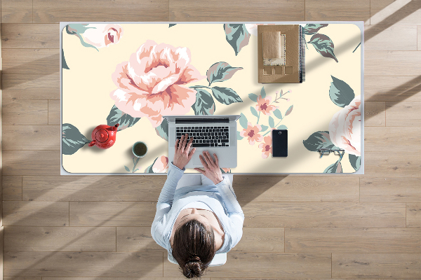 Large desk pad PVC protector Vintage Roses