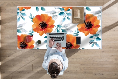 Desk mat orange flower
