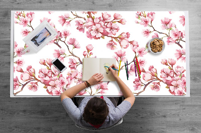 Large desk mat table protector pink flowers