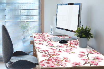 Large desk mat table protector pink flowers