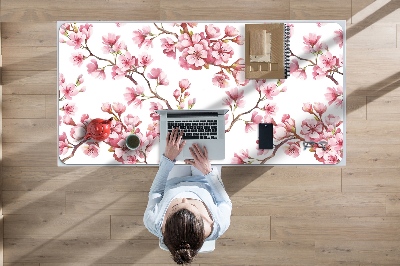 Large desk mat table protector pink flowers