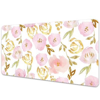 Large desk mat table protector pink flowers