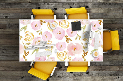 Large desk mat table protector pink flowers